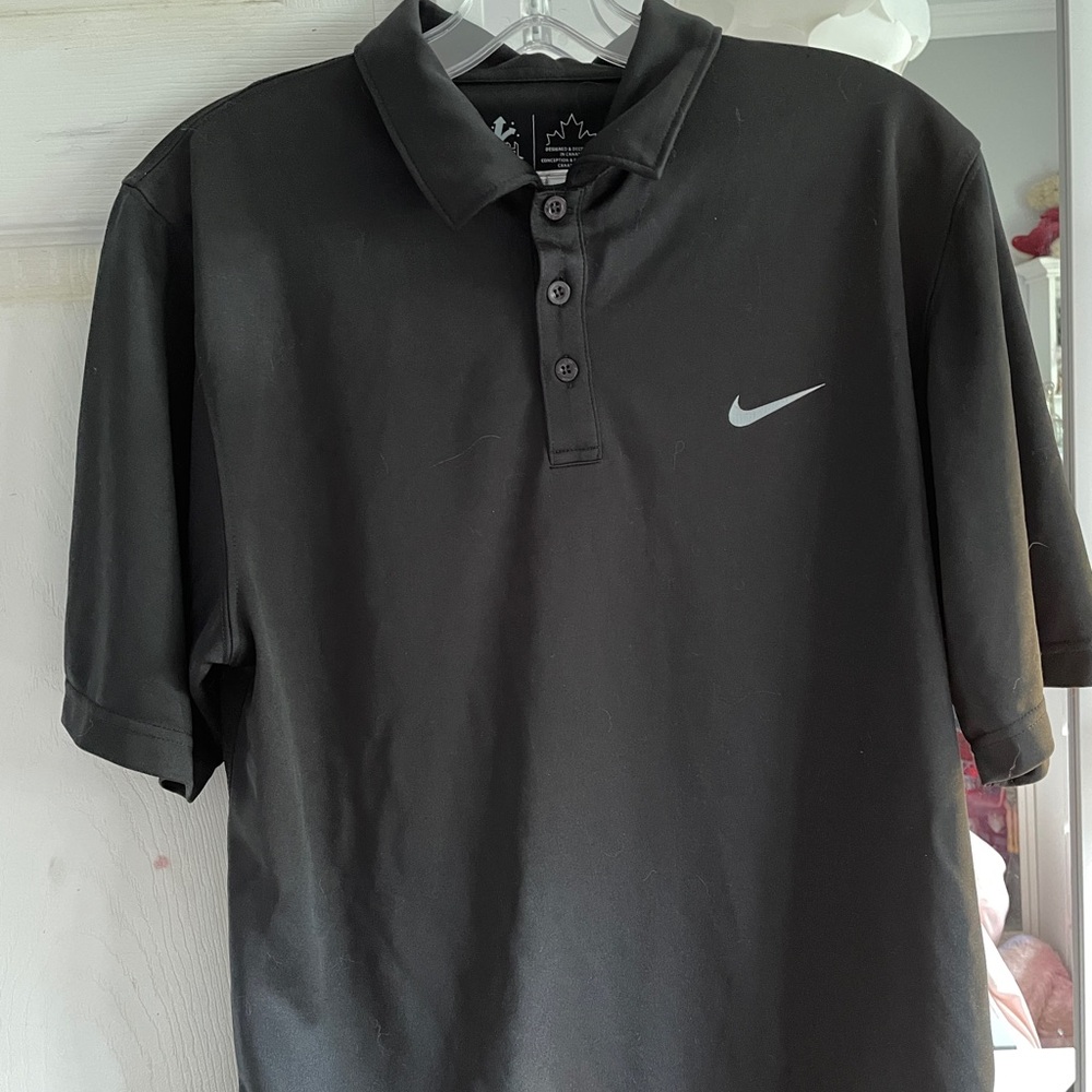Nike Men's Polo Shirt in Black with White Logo